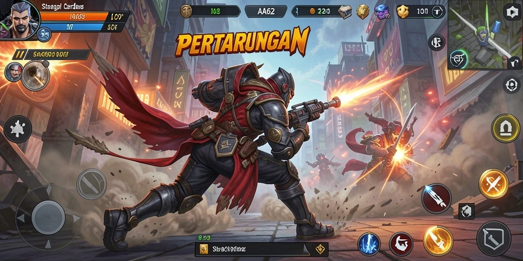 Tampilan gameplay taktis dan mendebarkan dari AA62.