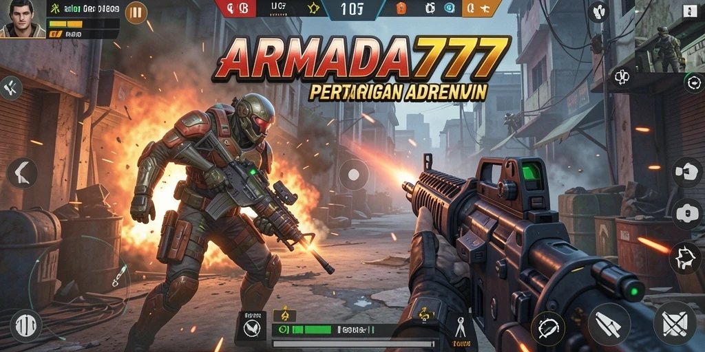 Gameplay intens di medan perang ARMADA777.