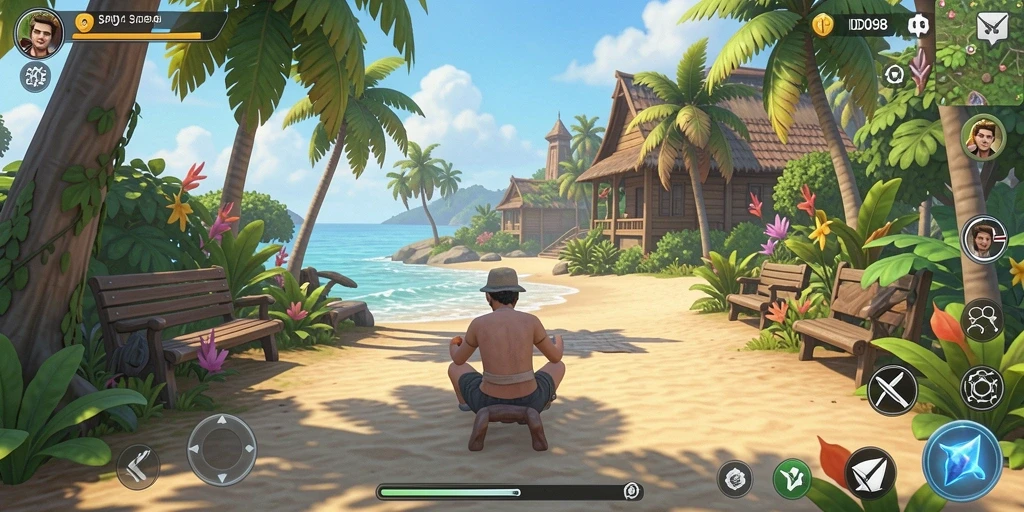 Tampilan gameplay menarik dari ID098 yang penuh warna.