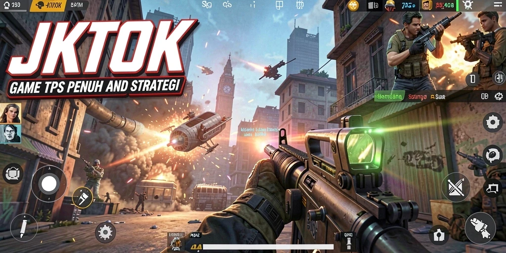 Gameplay JKTOK menampilkan aksi tembak-menembak yang seru dan mendebarkan.