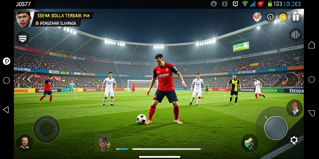Gameplay menarik dengan aksi sepak bola yang mendebarkan.