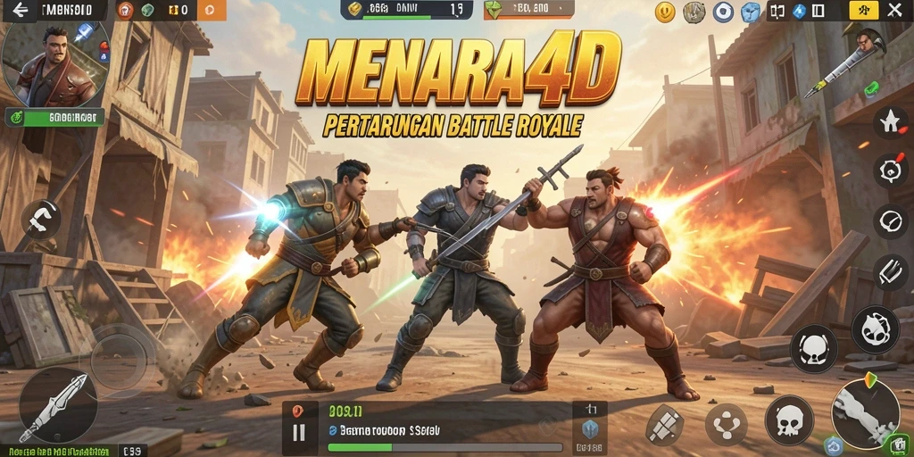 Tampilan gameplay seru dari MENARA4D dalam aksi Battle Royale.