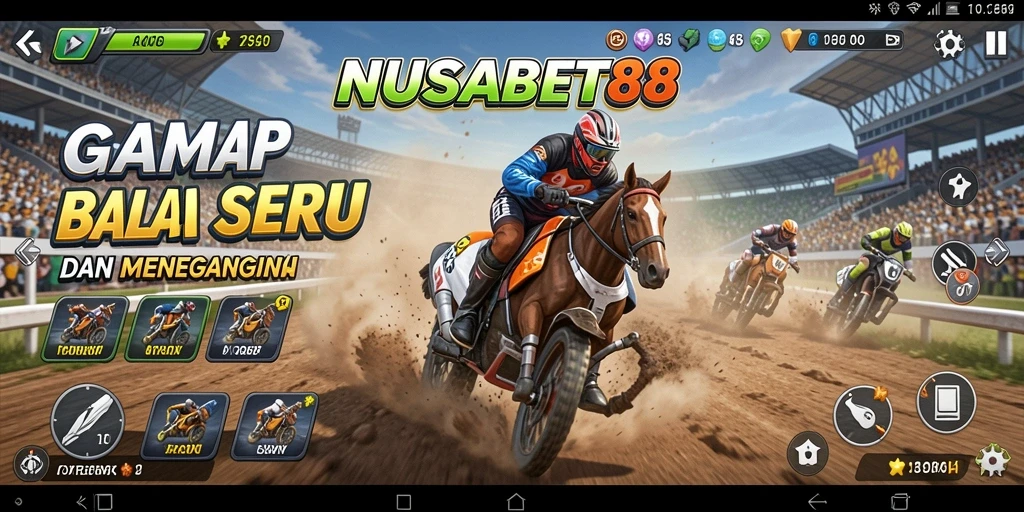 Tampilan gameplay Racing NUSABET88 yang mendebarkan dan penuh aksi.