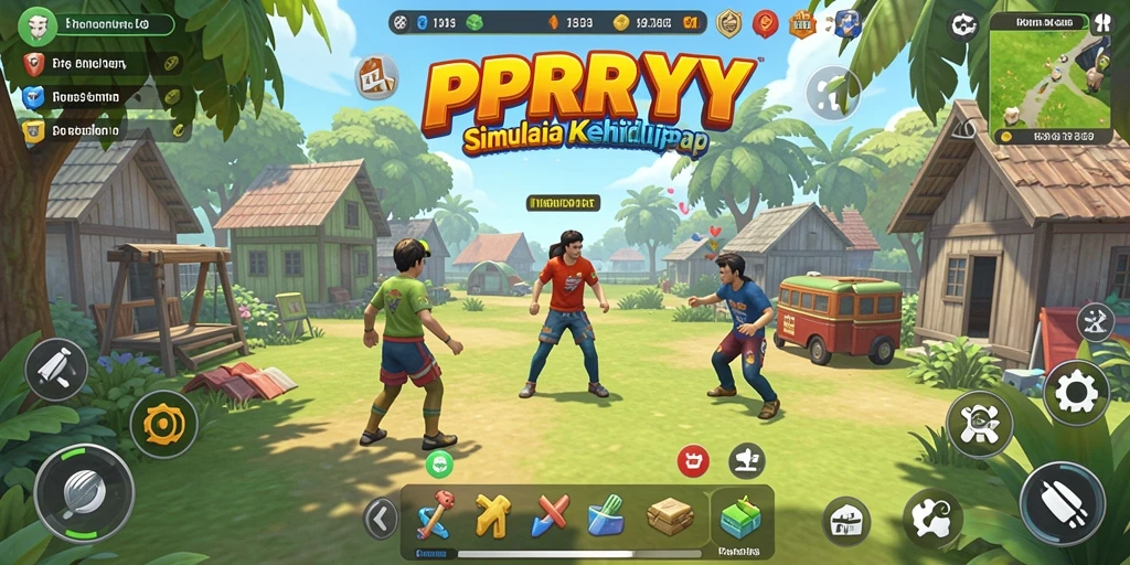 Screenshot gameplay PPRRYY yang menunjukkan karakter berinteraksi.