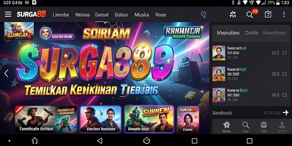 Tampilan screenshot gameplay SURGA88 menampilkan interaksi pengguna dengan musik.