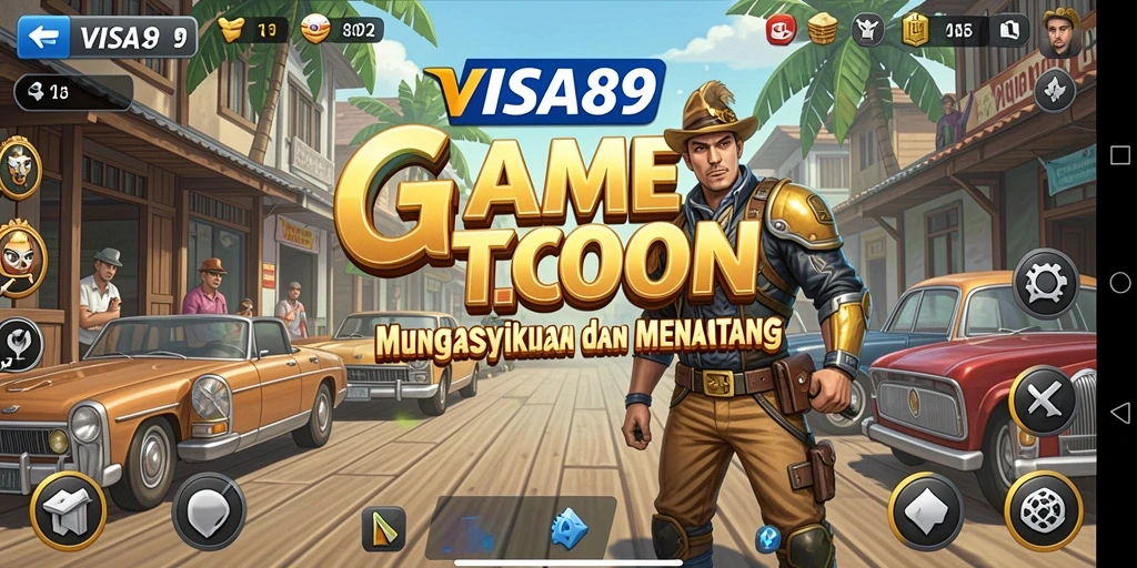 Tangkapan layar utama VISA89 menampilkan pemain mengelola bisnis dengan efektif.