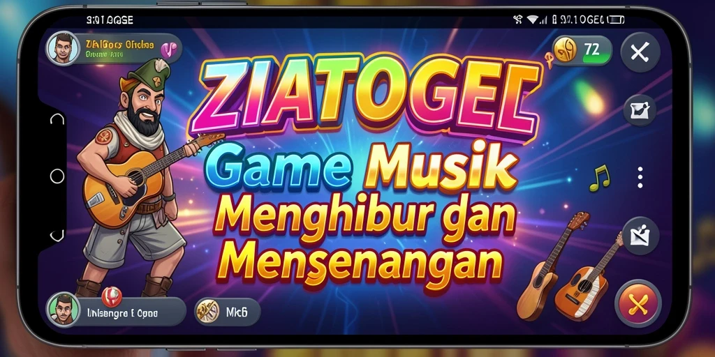 Tampilan gameplay ZIATOGEL menunjukkan interaksi menyenangkan dengan musik.