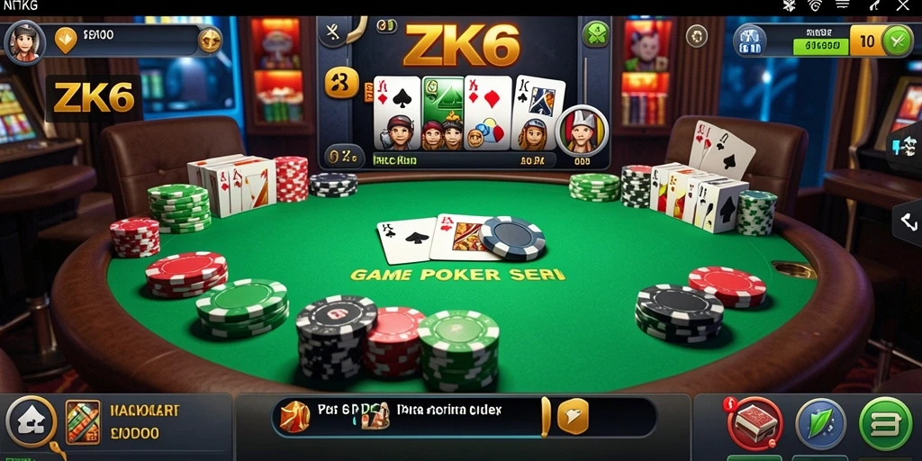 Tampilan gameplay ZK6 yang menarik saat bermain poker.
